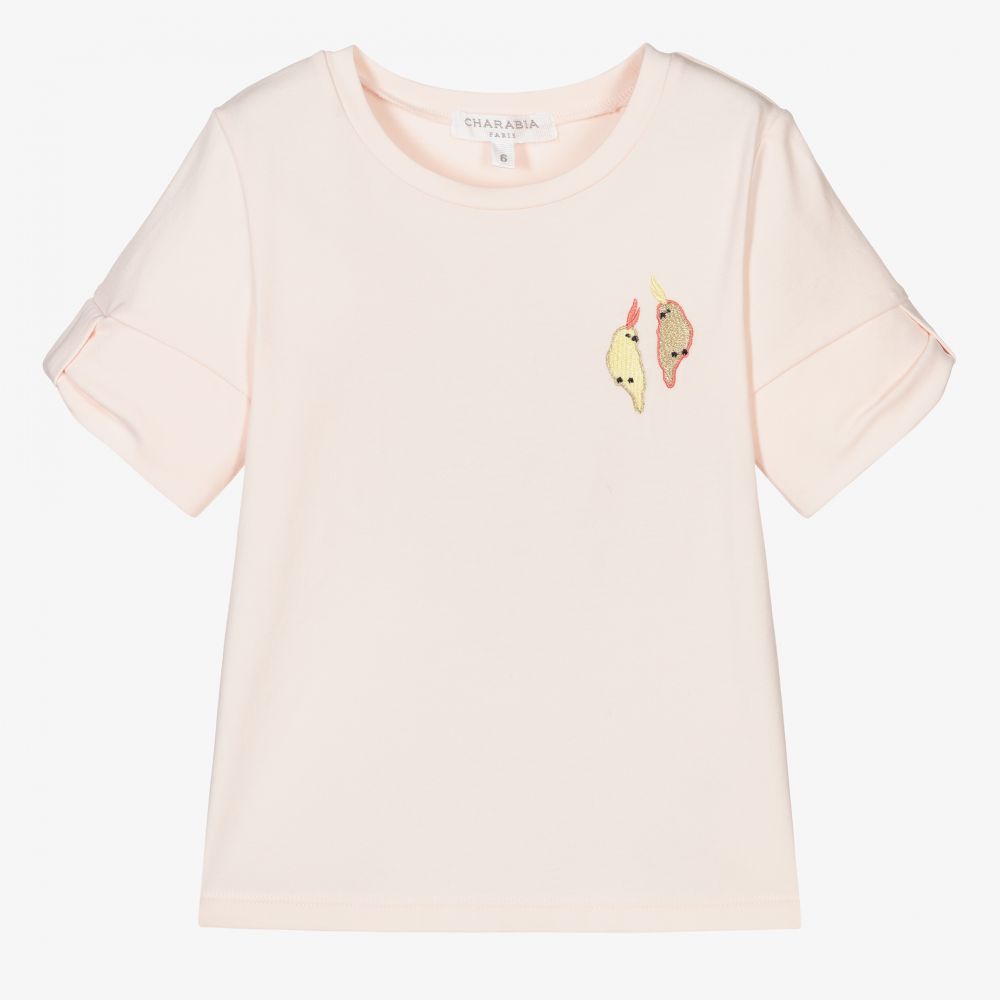 Charabia - Розовая хлопковая футболка для девочек | Childrensalon