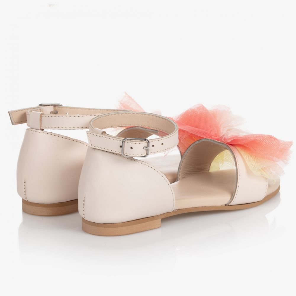Charabia-Girls Pink Leather Sandals  | Childrensalon Outlet