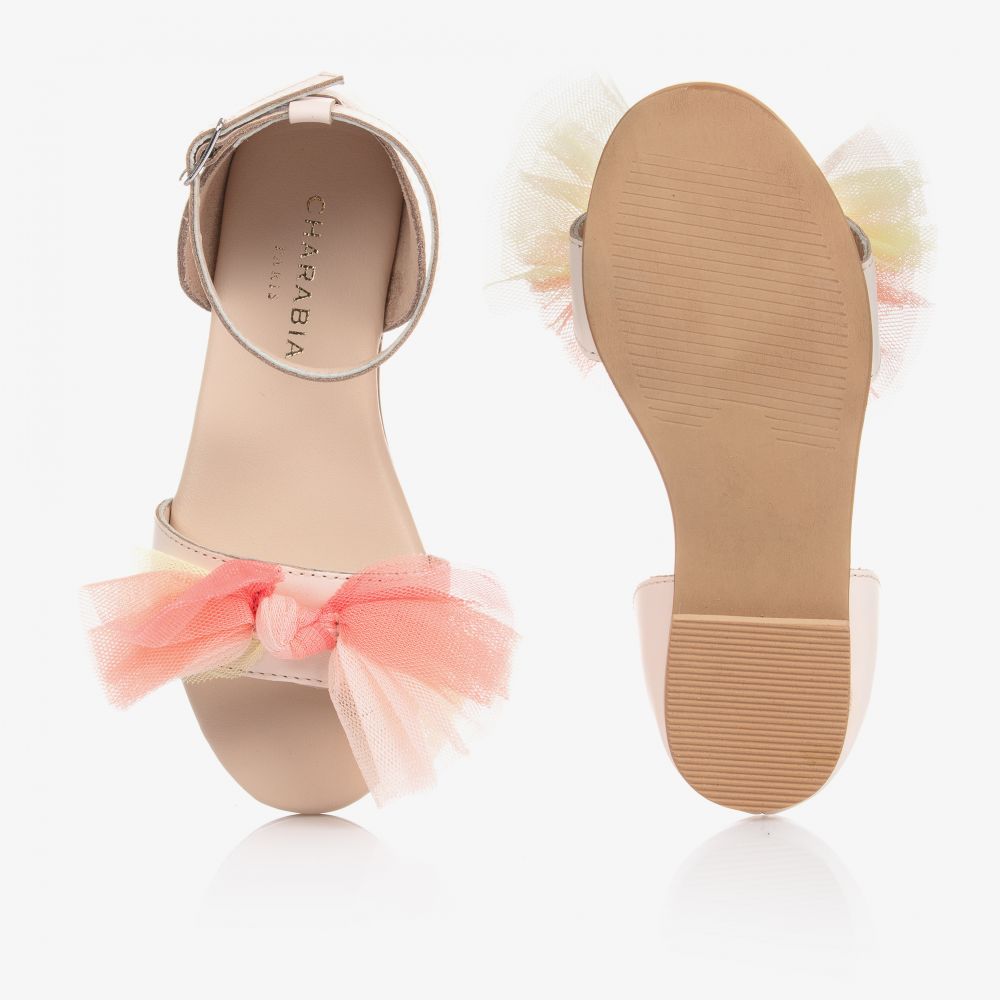 Charabia-Girls Pink Leather Sandals  | Childrensalon Outlet