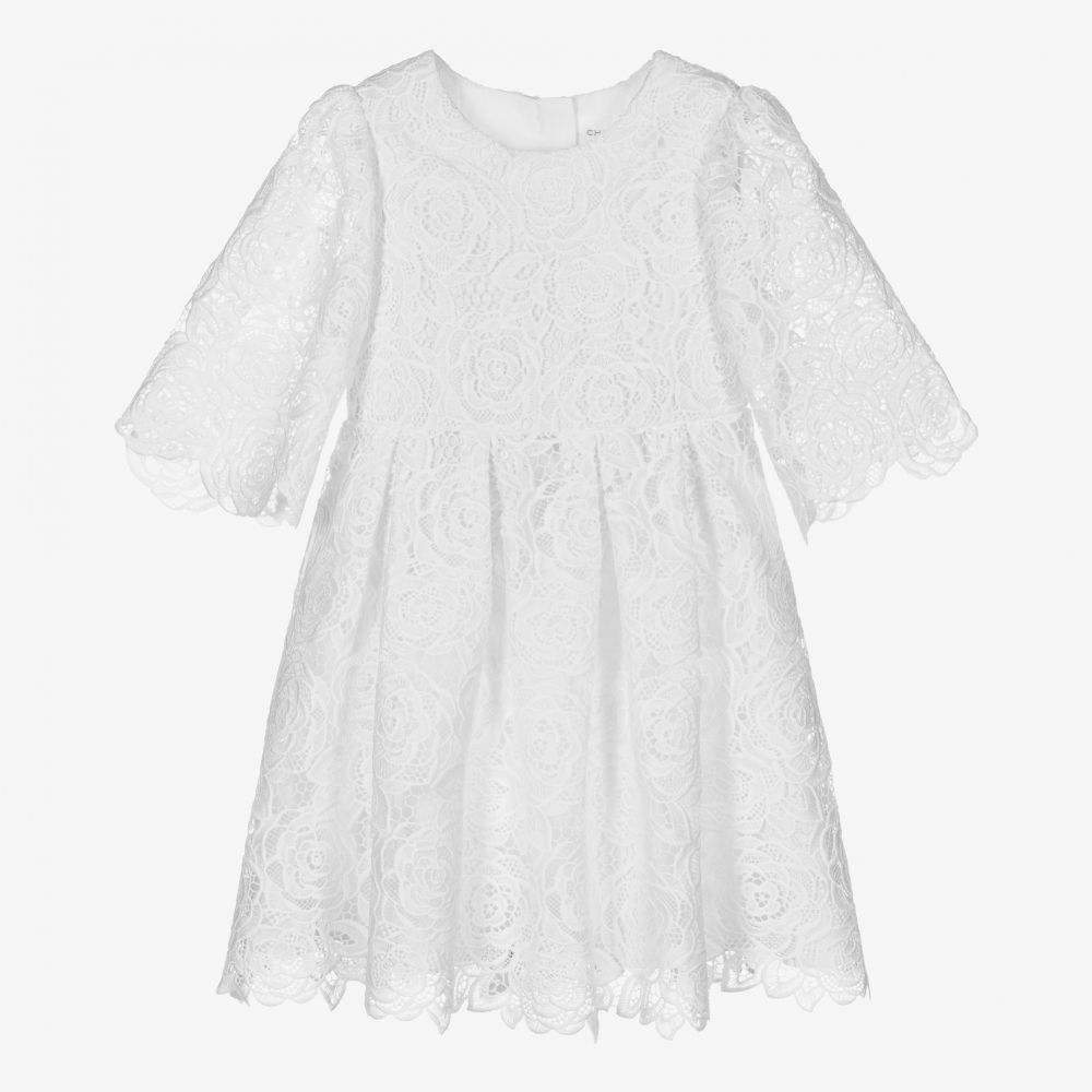 Charabia-Белое платье с кружевом для девочек | Childrensalon Outlet