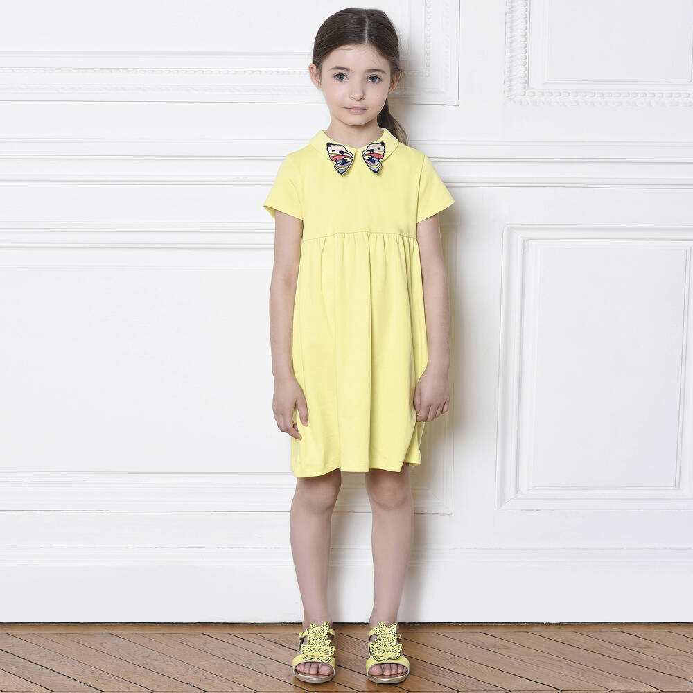 Charabia-صندل جلد لون أصفر و ذهبي للبنات | Childrensalon Outlet