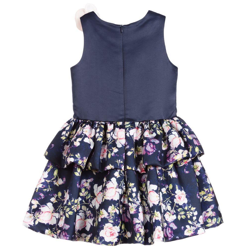 Charabia-Navy Blue & Pink Floral Dress | Childrensalon Outlet