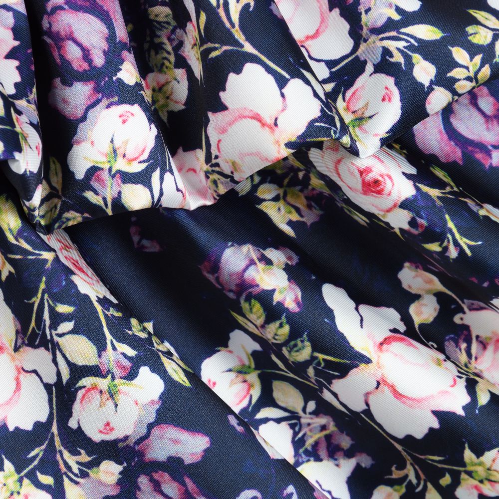 Navy blue dress pink flowers shop