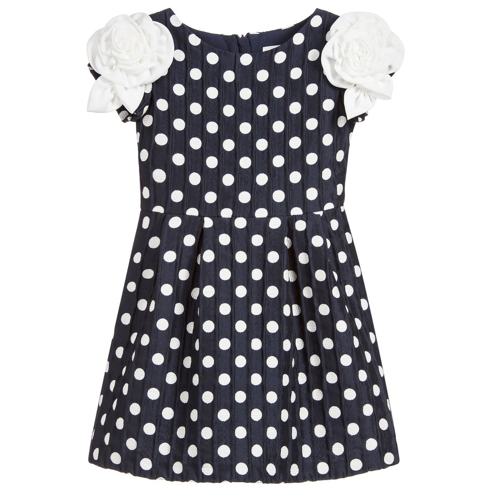 Charabia - Navy Blue Polka Dot Dress | Childrensalon