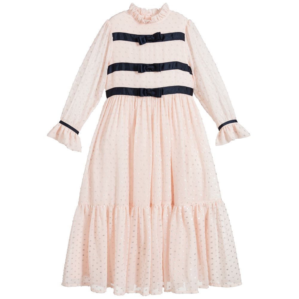 Charabia - Pink Chiffon & Plumeti Dress | Childrensalon