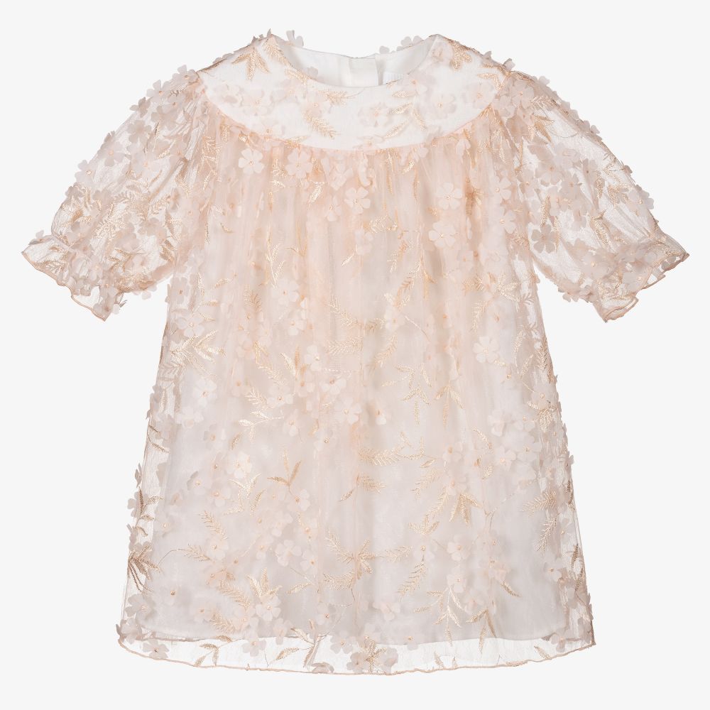 Charabia - Pink Floral Tulle Dress | Childrensalon