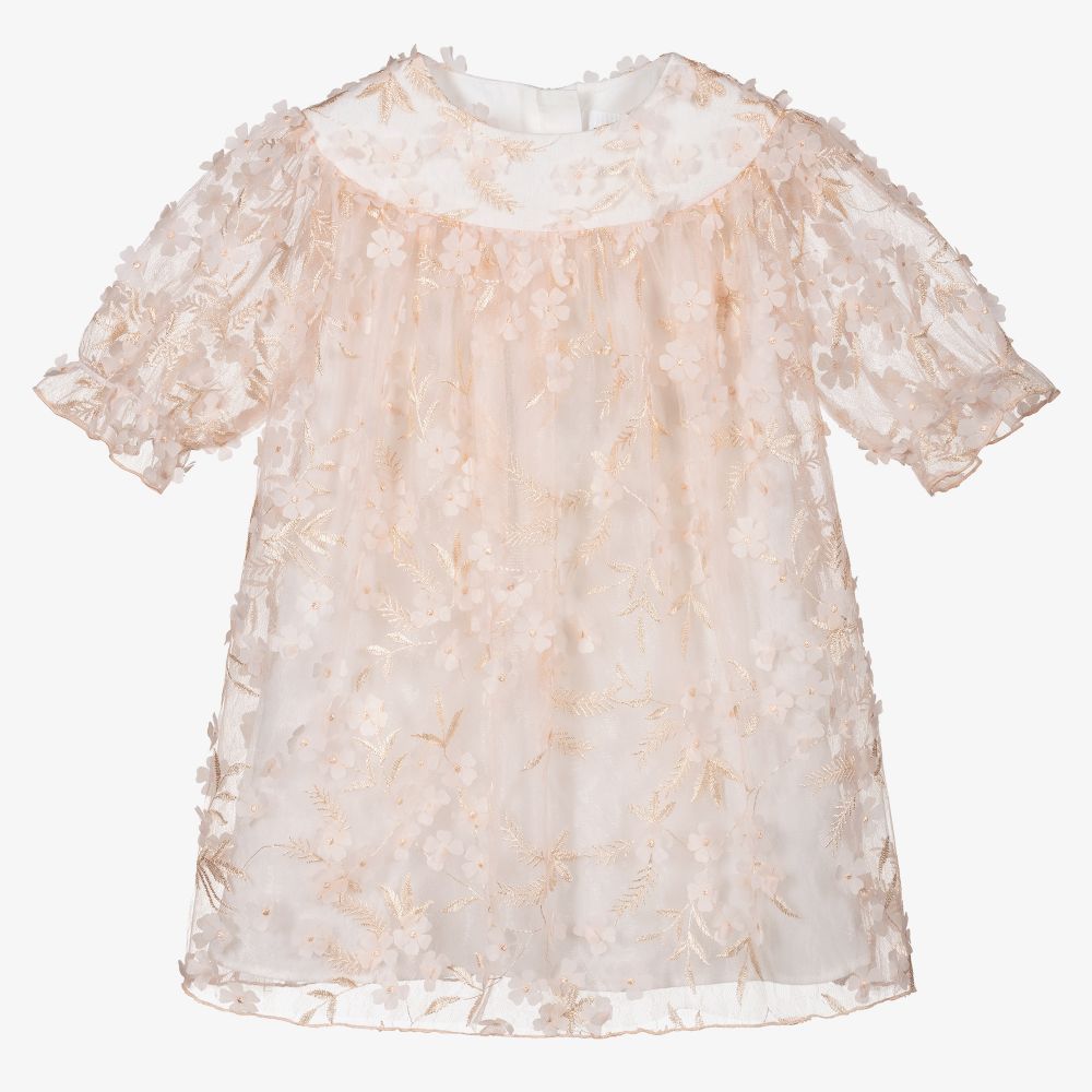 Charabia - Robe fleurie rose en tulle | Childrensalon