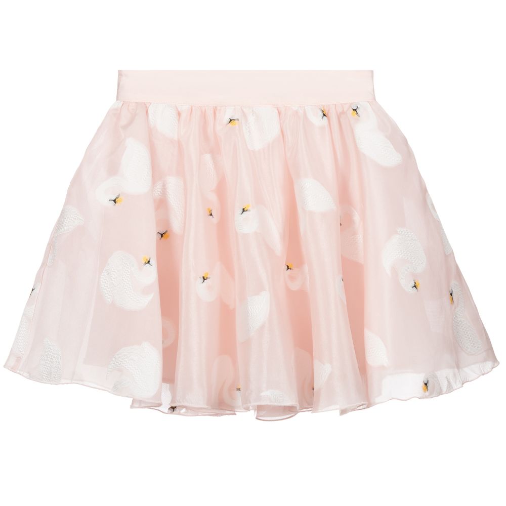 Charabia - Jupe rose en organza Cygne | Childrensalon