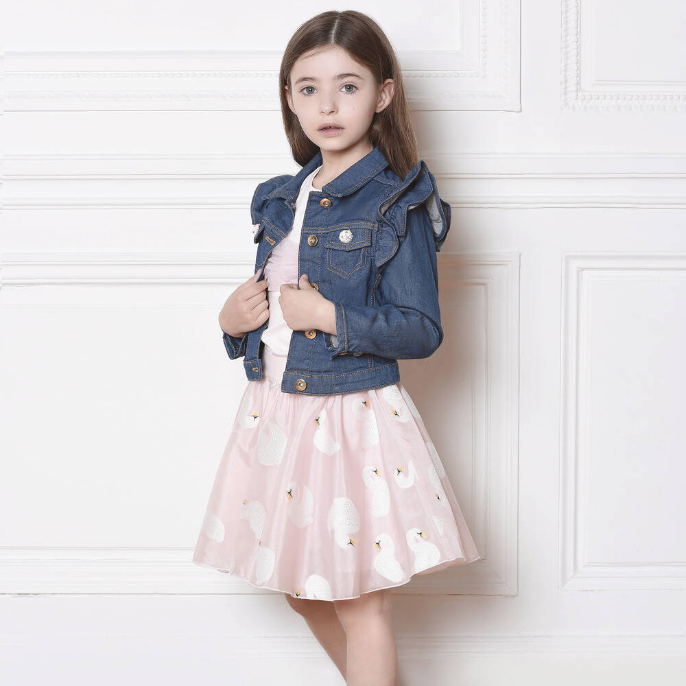 Charabia-Pink Organza Swan Skirt | Childrensalon Outlet