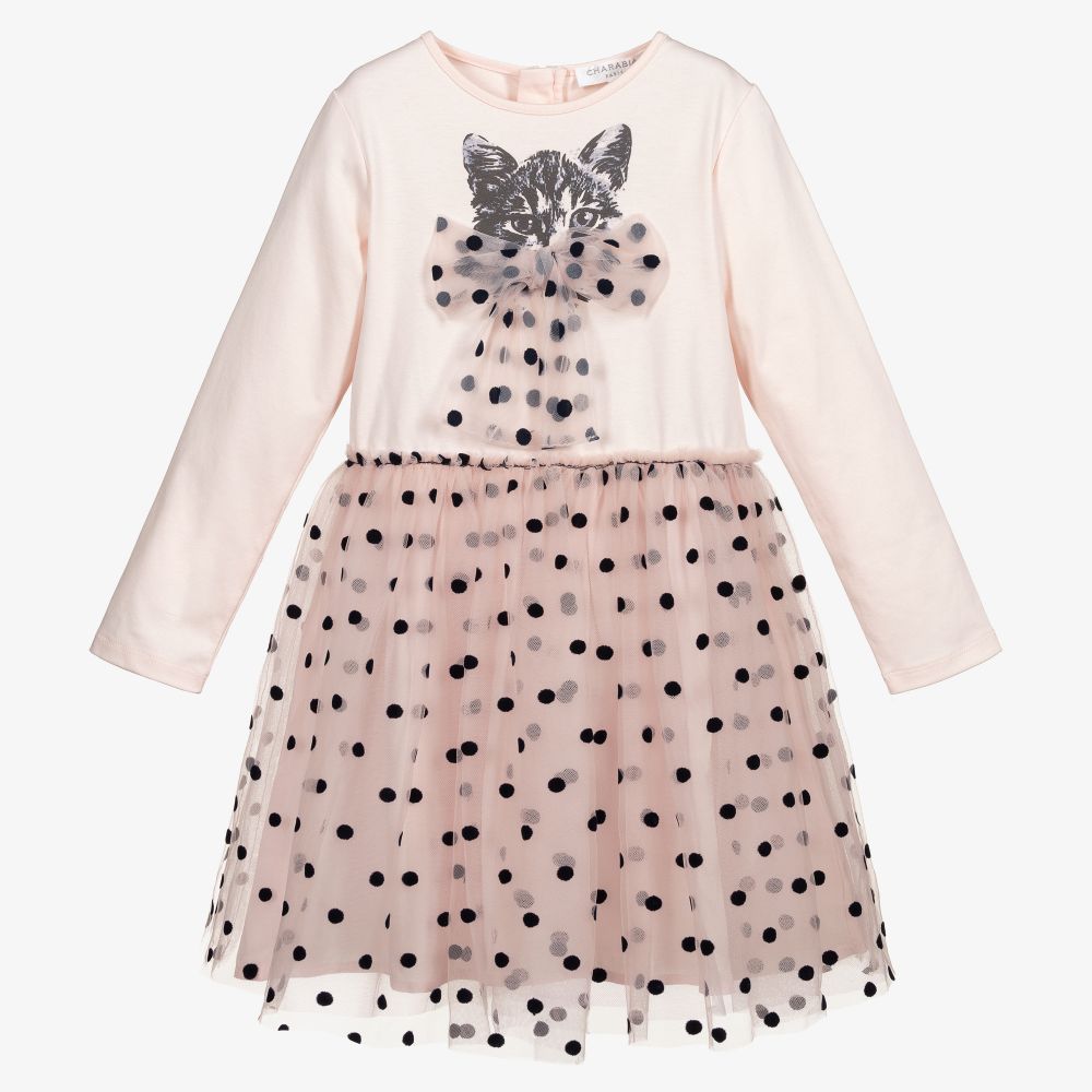 Charabia - Розовое платье из тюля в горошек | Childrensalon