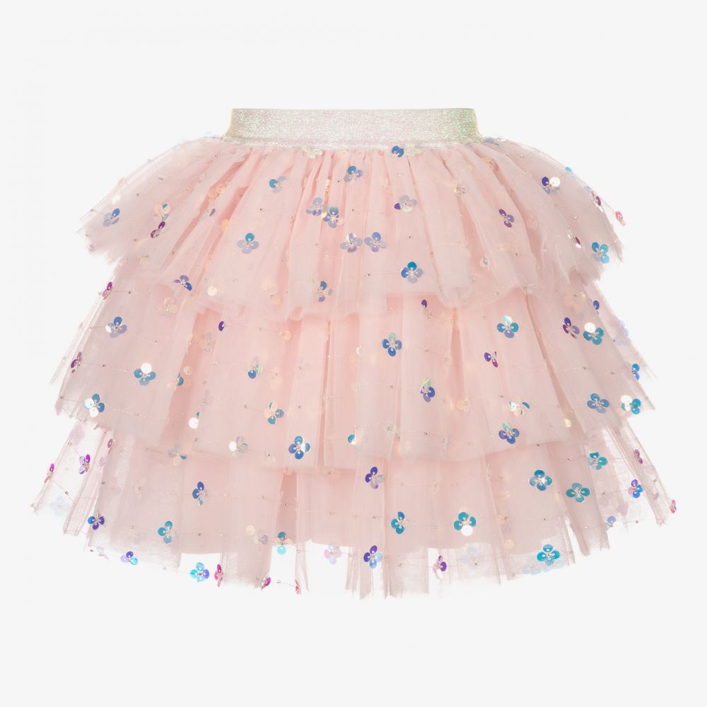 Charabia - Pink Tulle Sequinned Skirt  | Childrensalon