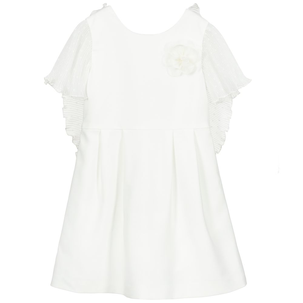 Charabia-White Crêpe Wings Dress  | Childrensalon Outlet