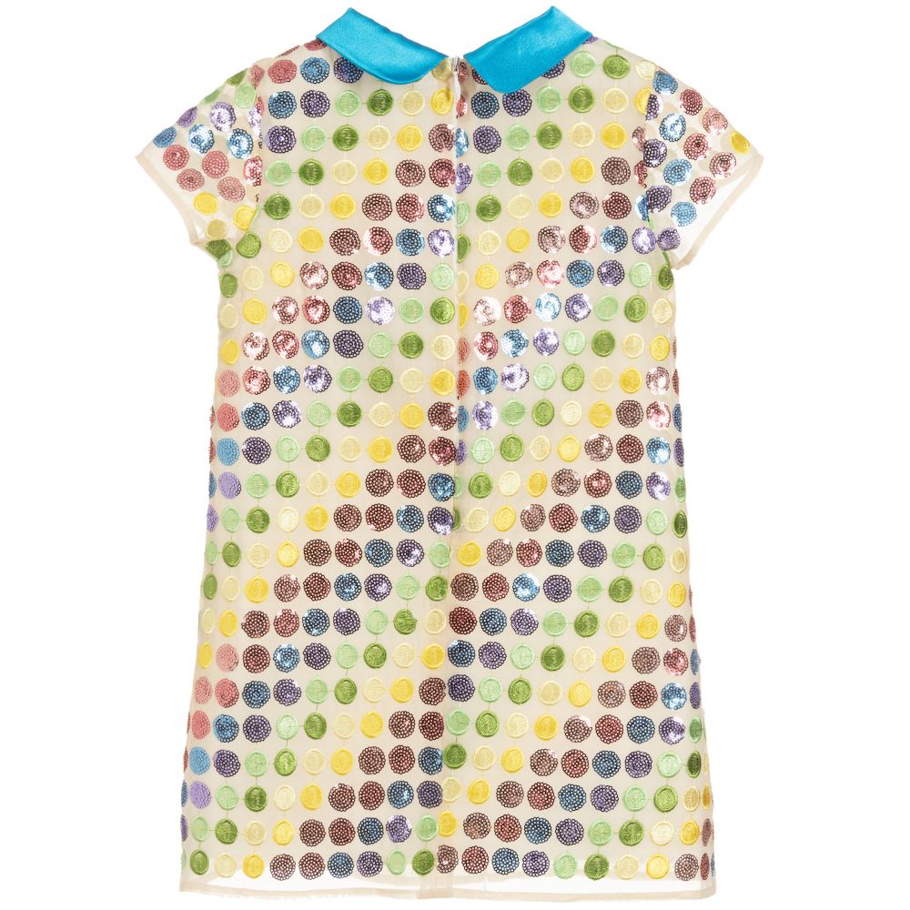 Charabia-فستان شيفون لون أصفر مزين بترتر | Childrensalon Outlet