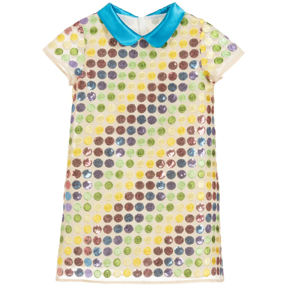 Charabia-Yellow Chiffon Spot Dress | Childrensalon Outlet