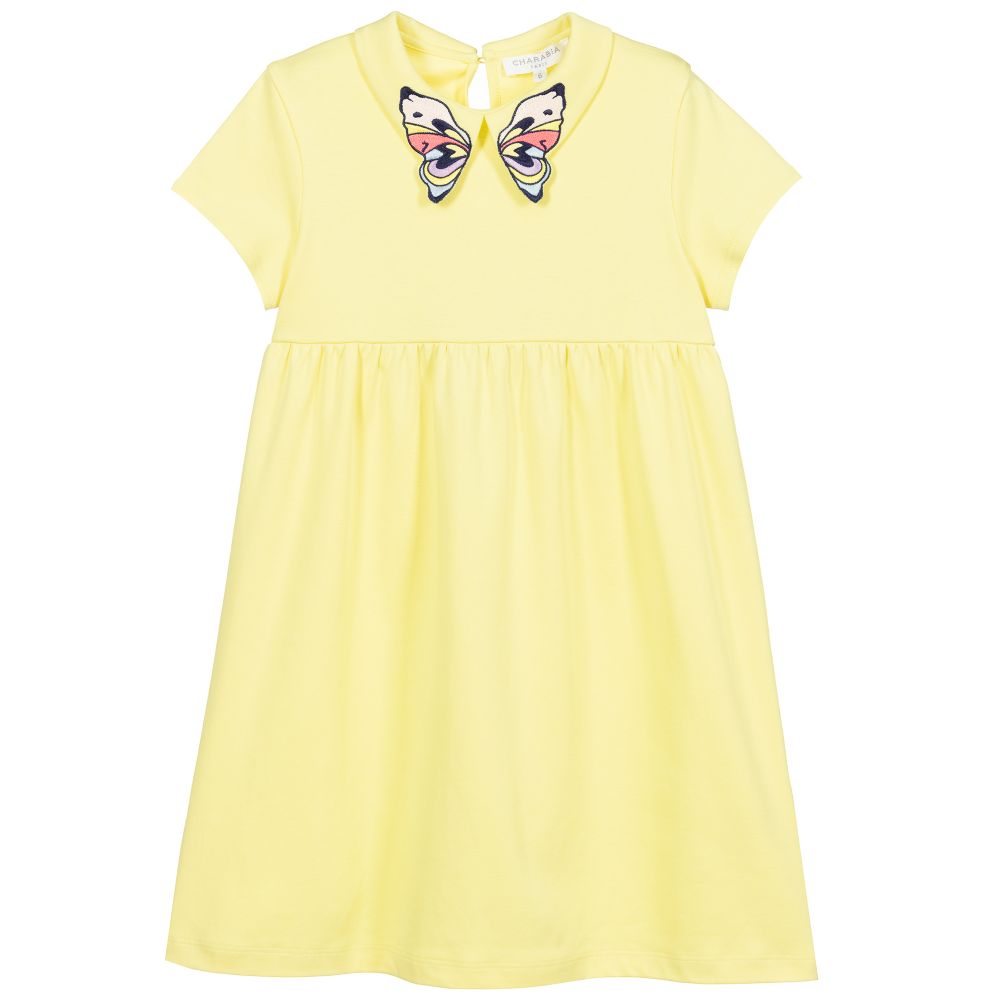 Charabia - Yellow Cotton Jersey Dress | Childrensalon