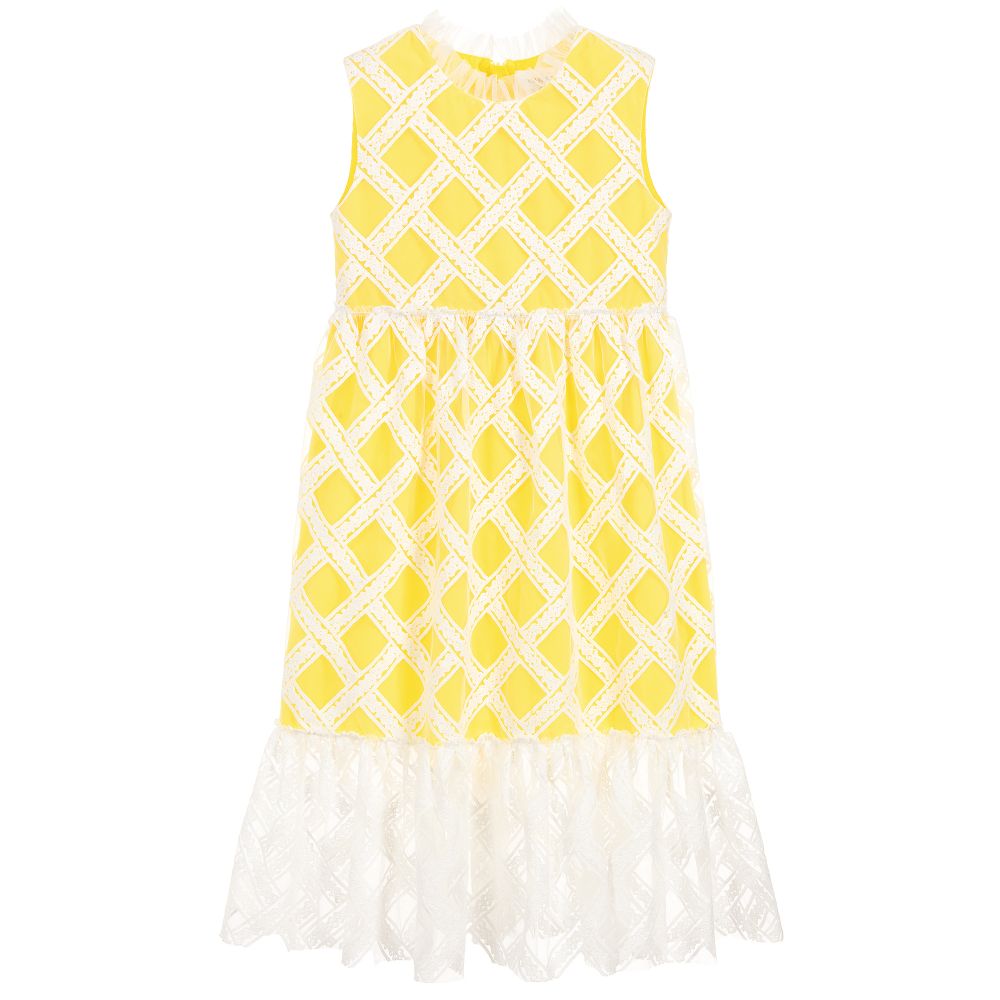 Charabia - Yellow Lace & Tulle Dress | Childrensalon