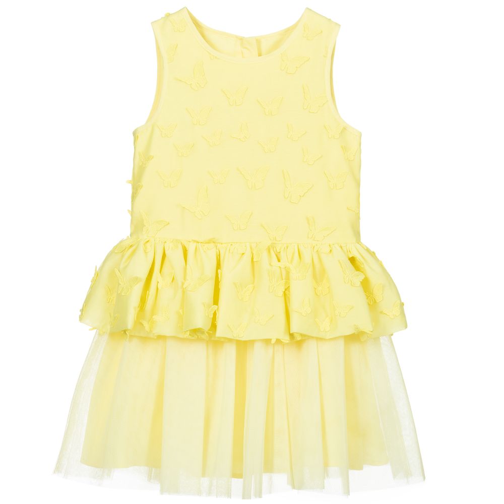 Charabia-Yellow Organza & Tulle Dress | Childrensalon Outlet