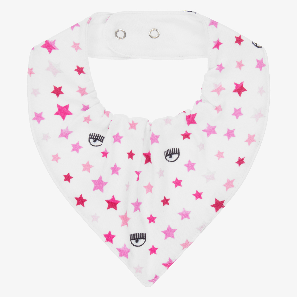 Chiara Ferragni Kids-Baby Girls White Eyestar Bib | Childrensalon Outlet