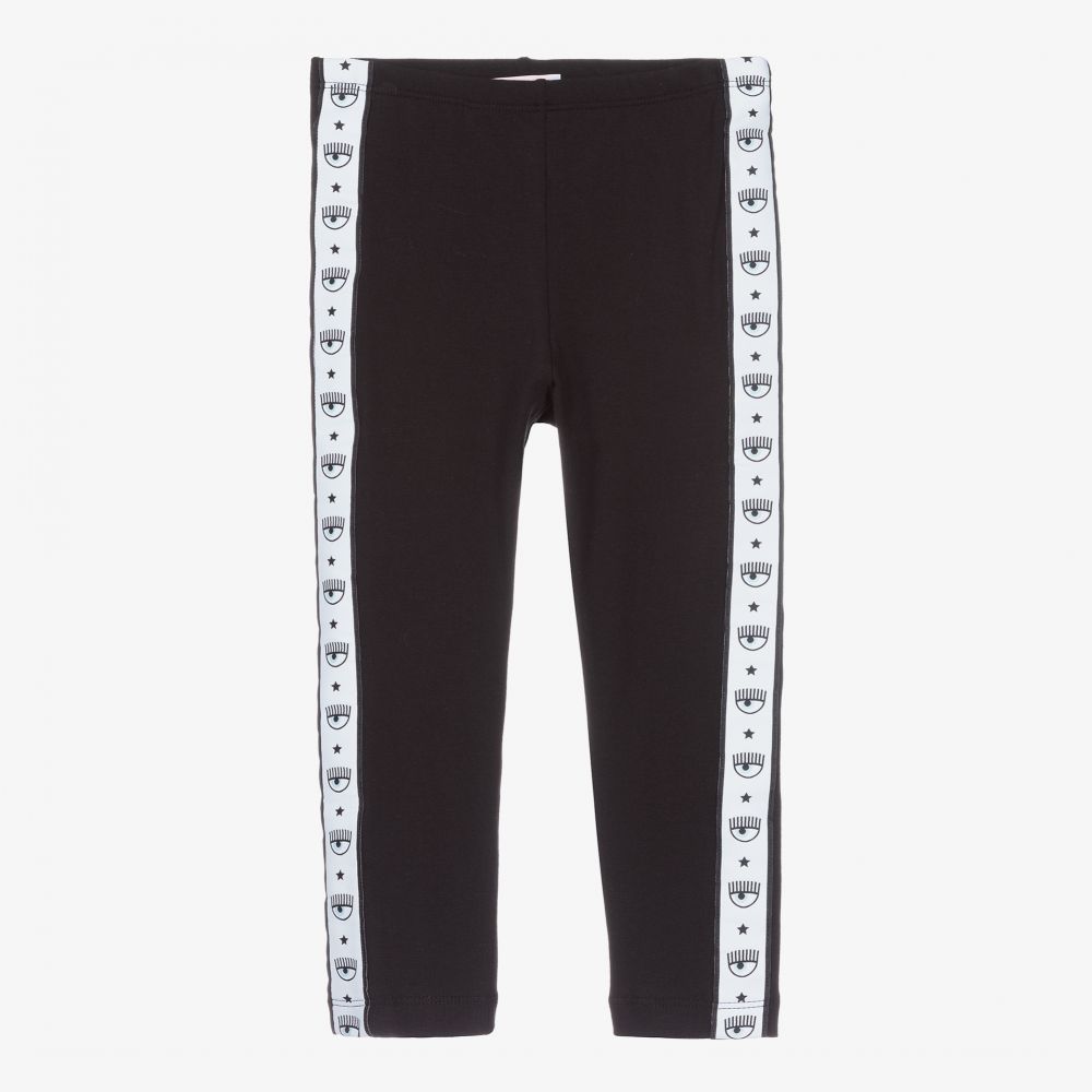 Chiara Ferragni Kids-Black Cotton Logo Leggings | Childrensalon Outlet