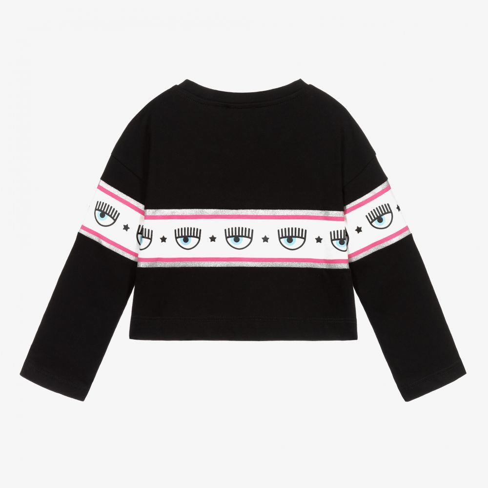 Chiara Ferragni Kids-Черный укороченный топ из хлопка | Childrensalon Outlet