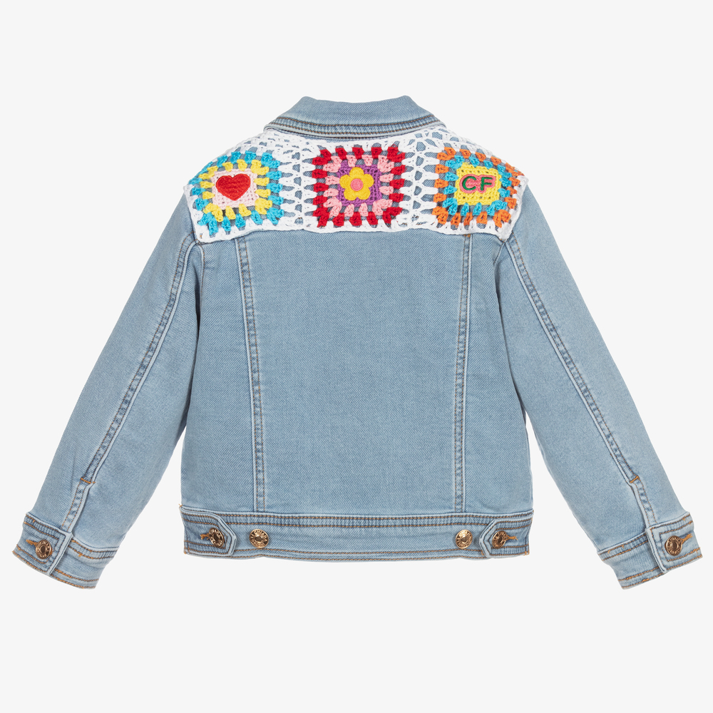 Chiara Ferragni Kids-Crochet Denim Jersey Jacket | Childrensalon Outlet