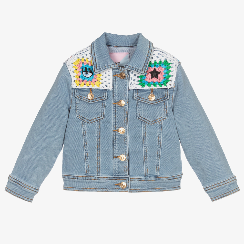 Chiara Ferragni Kids - Crochet Denim Jersey Jacket | Childrensalon