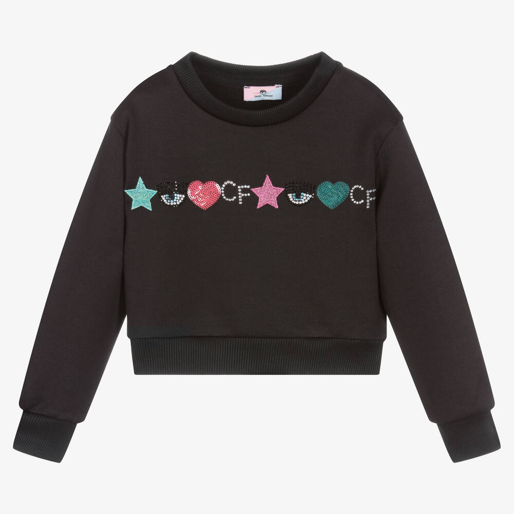 Chiara Ferragni Kids - Kurzes schwarzes Sweatshirt | Childrensalon
