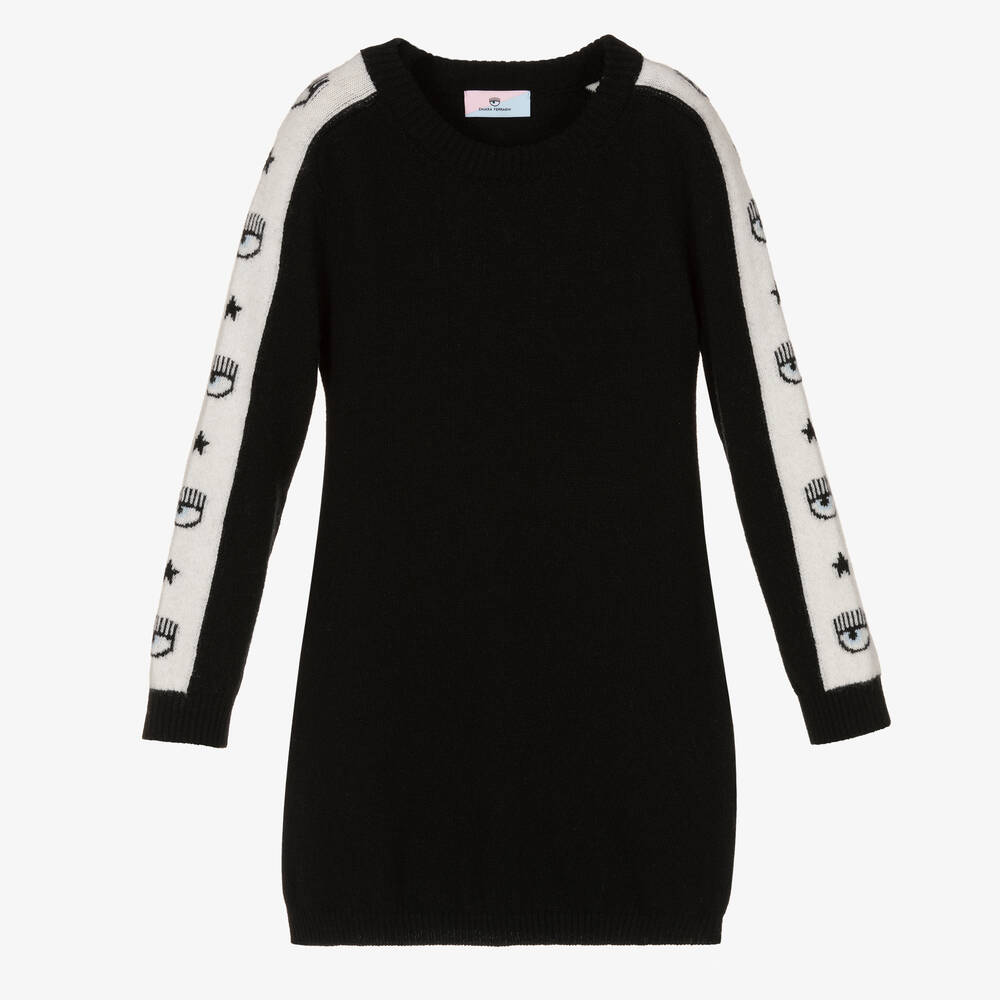 Chiara Ferragni Kids-Girls Black Knitted Dress | Childrensalon Outlet