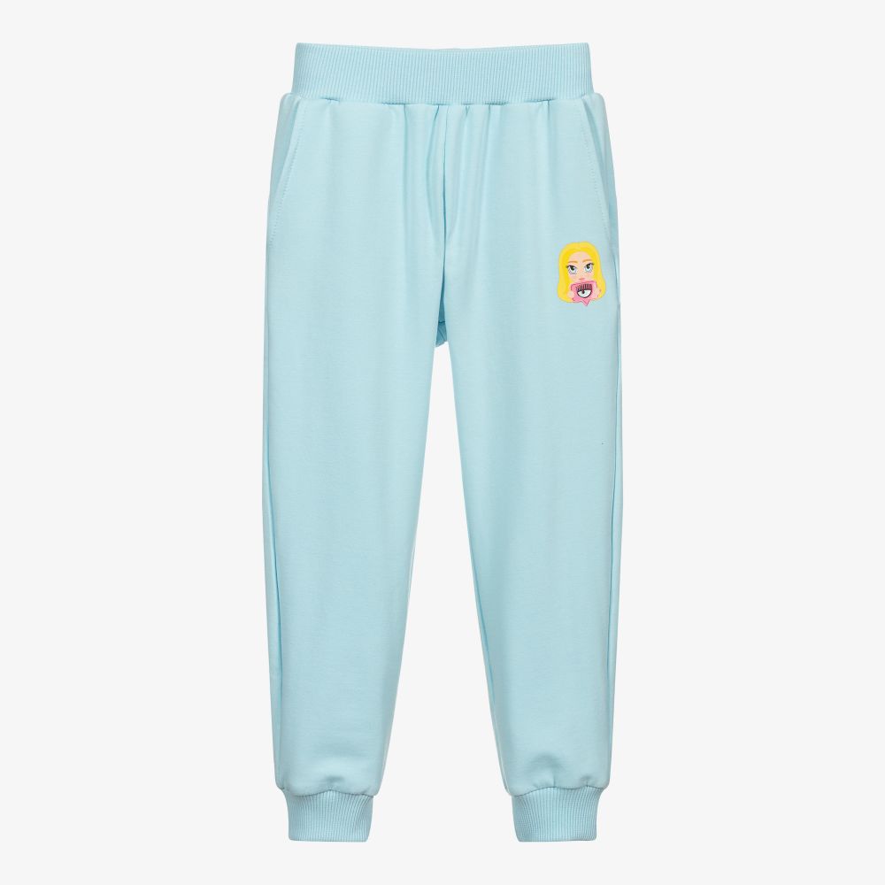 Chiara Ferragni Kids - Girls Blue Cotton Joggers | Childrensalon