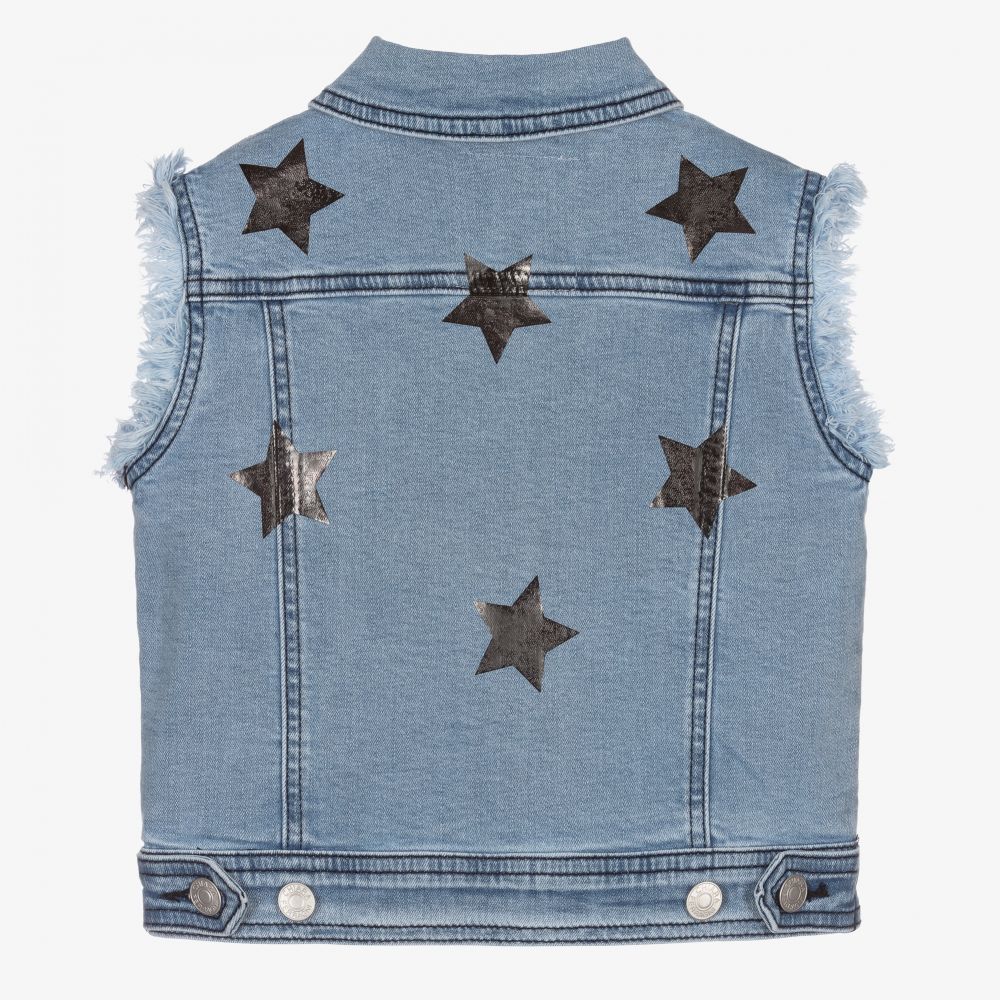 Chiara Ferragni Kids-Голубой джинсовый жилет со звездами для девочек | Childrensalon Outlet