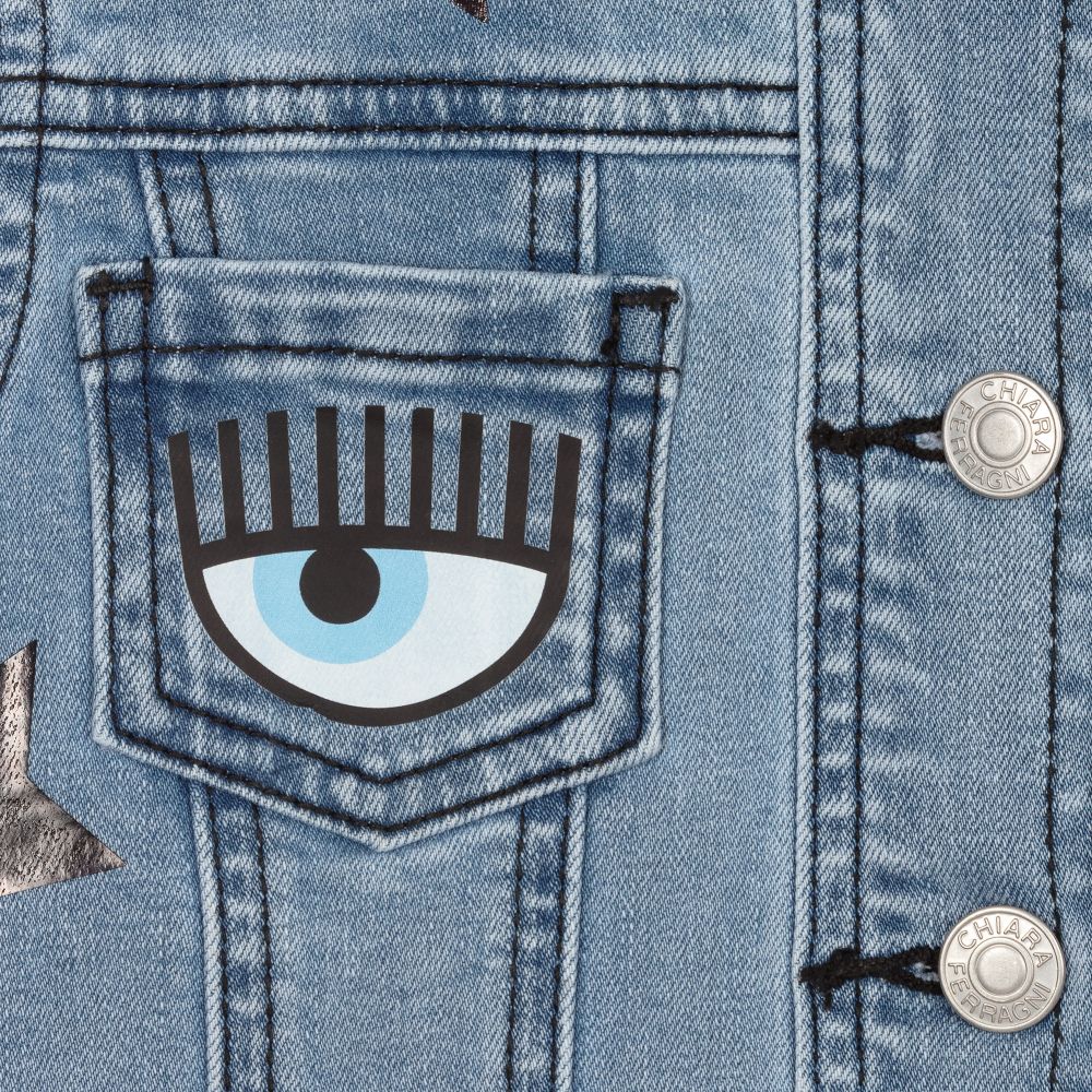 Chiara Ferragni Kids-Голубой джинсовый жилет со звездами для девочек | Childrensalon Outlet