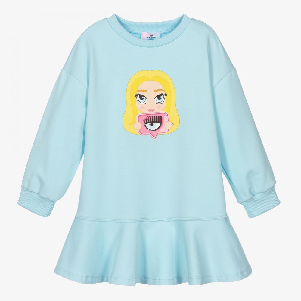 Chiara Ferragni Kids-فستان قطن جيرسي لون أزرق | Childrensalon Outlet