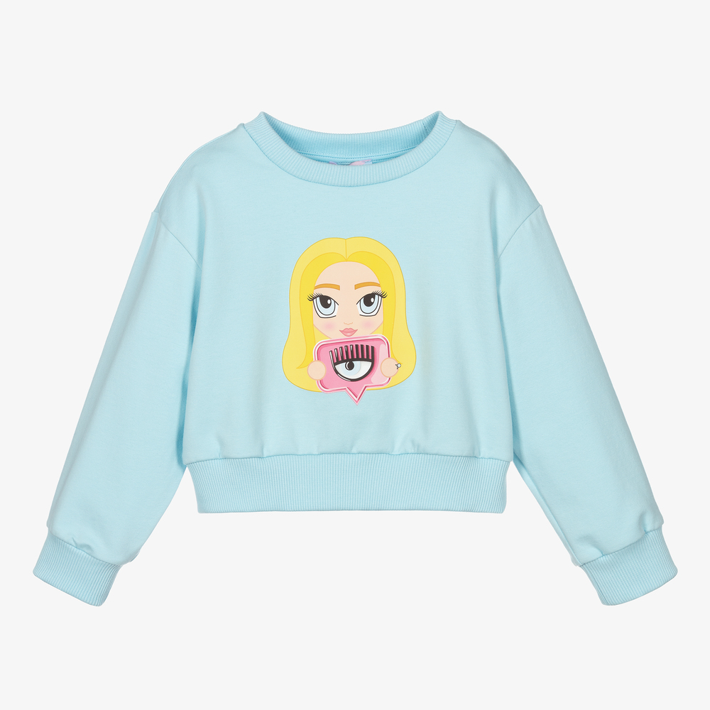 Chiara Ferragni Kids - Girls Blue Mascotte Sweatshirt | Childrensalon