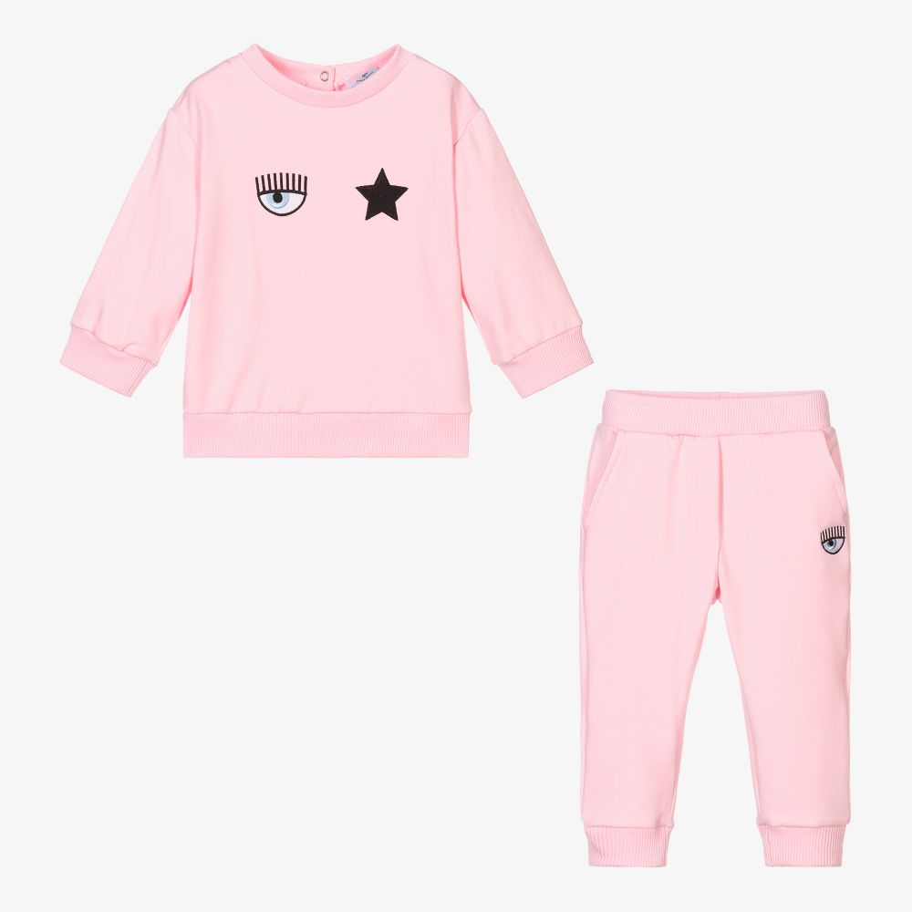 Chiara Ferragni Kids-تراكسوت أطفال بناتي قطن جيرسي لون زهري فاتح | Childrensalon Outlet