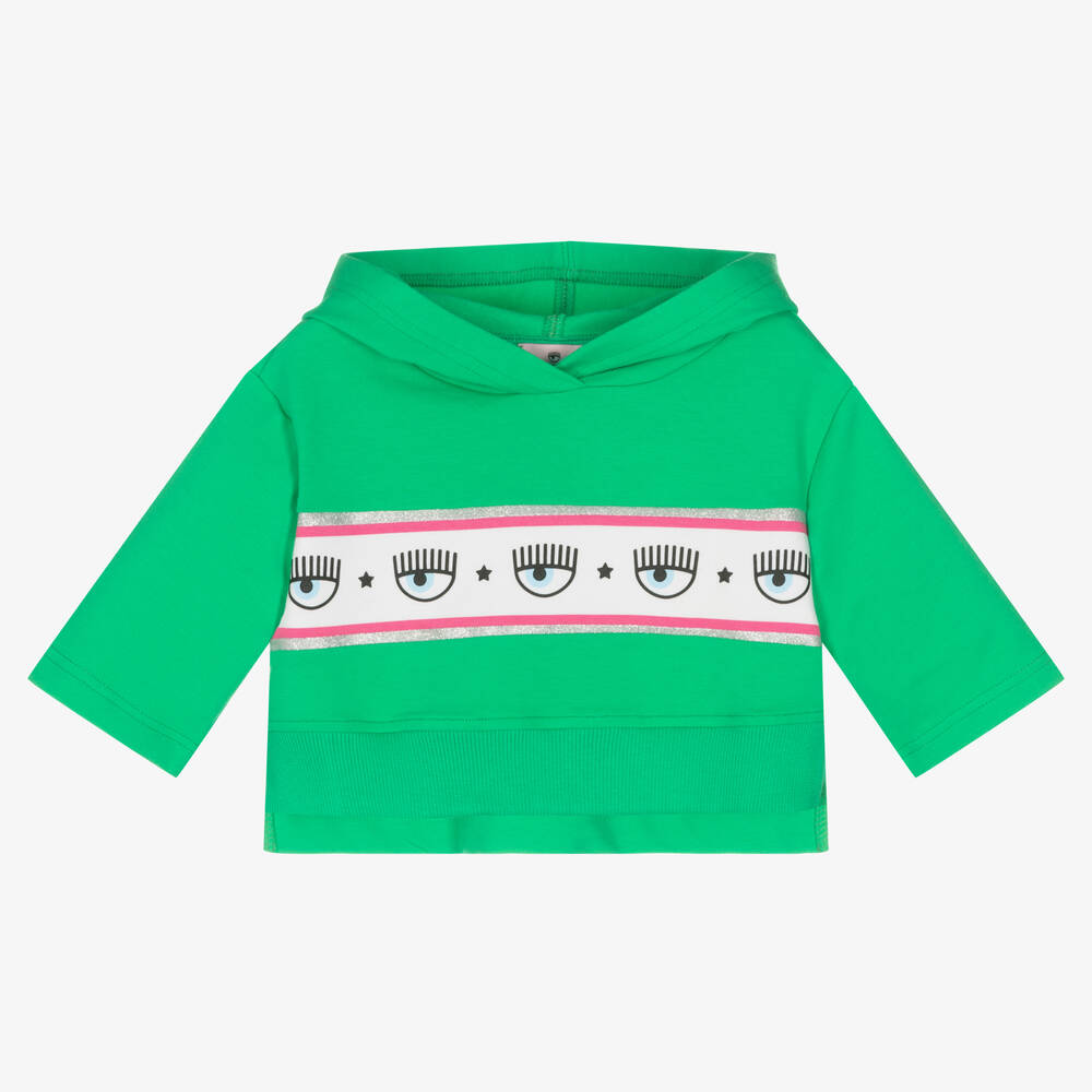 Chiara Ferragni Kids - Sweat à capuche court vert fille | Childrensalon