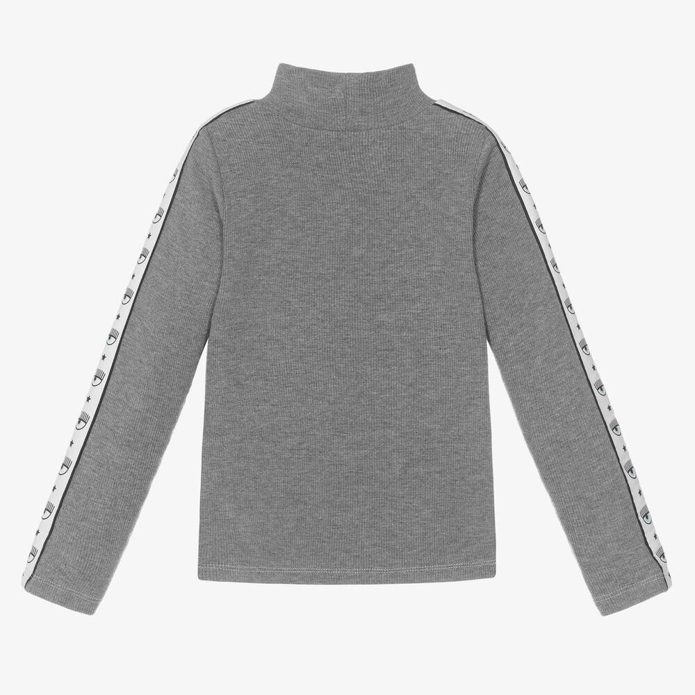 كيّارا فيراغني كيدز-توب بياقة عالية فيسكوز جيرسي لون رمادي للبنات | Childrensalon Outlet