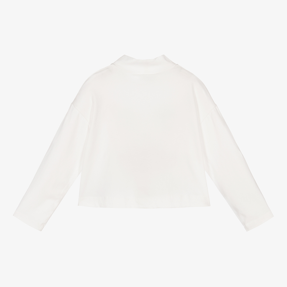 كيّارا فيراغني كيدز-توب قطن جيرسي لون عاجي للبنات | Childrensalon Outlet