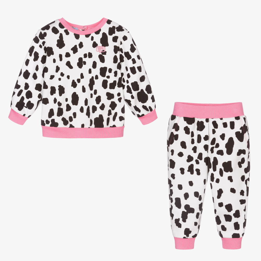 Chiara Ferragni Kids-Кремовый спортивный костюм из хлопка для девочек | Childrensalon Outlet