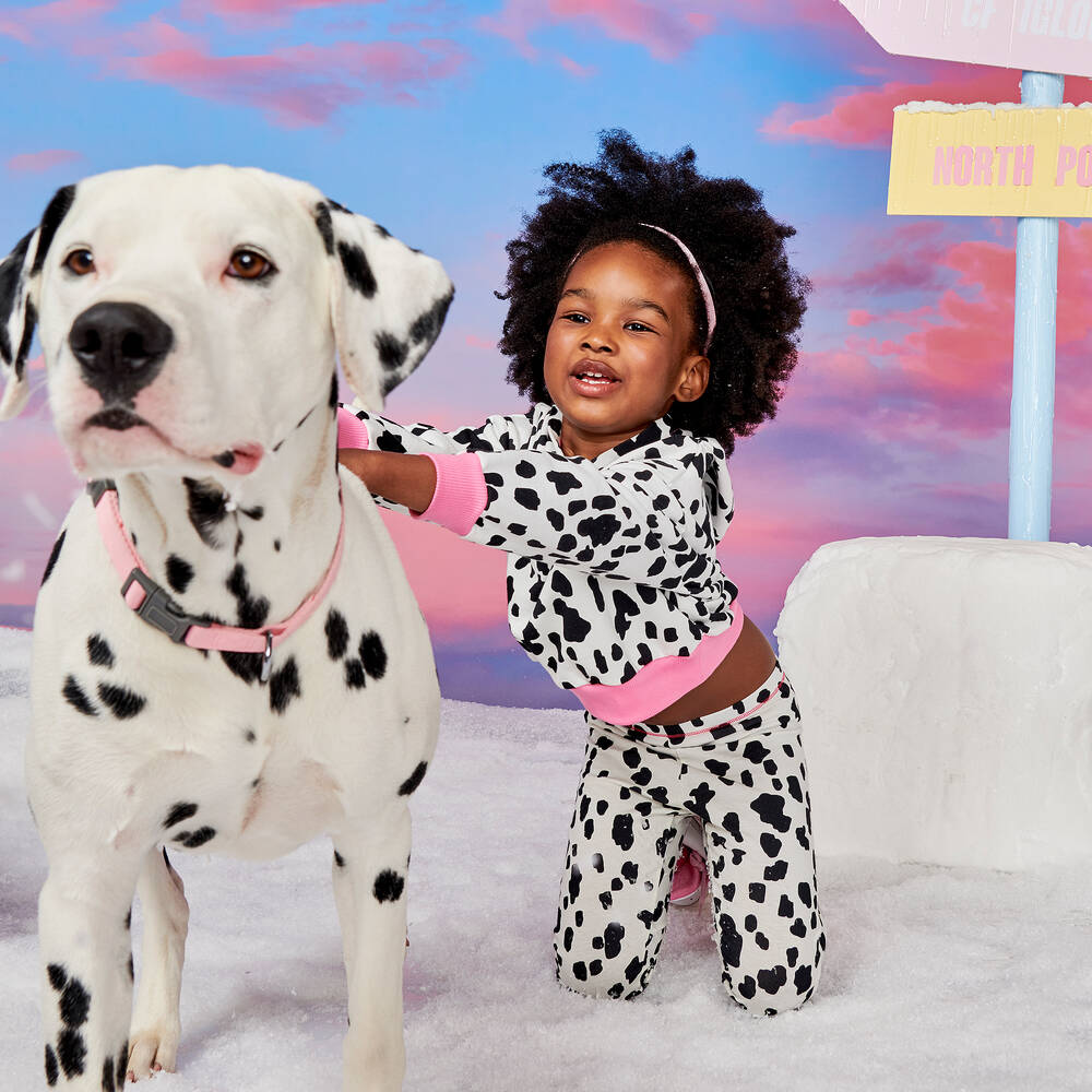 كيّارا فيراغني كيدز-سويتشيرت هودي قصير قطن لون عاجي وأسود للبنات | Childrensalon Outlet