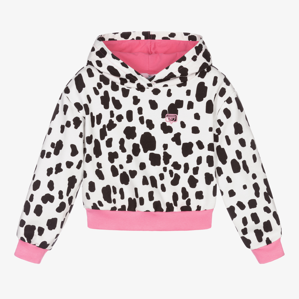 Chiara Ferragni Kids - Elfenbeinfarbener Dalmatiner-Kapuzenpulli (M) | Childrensalon