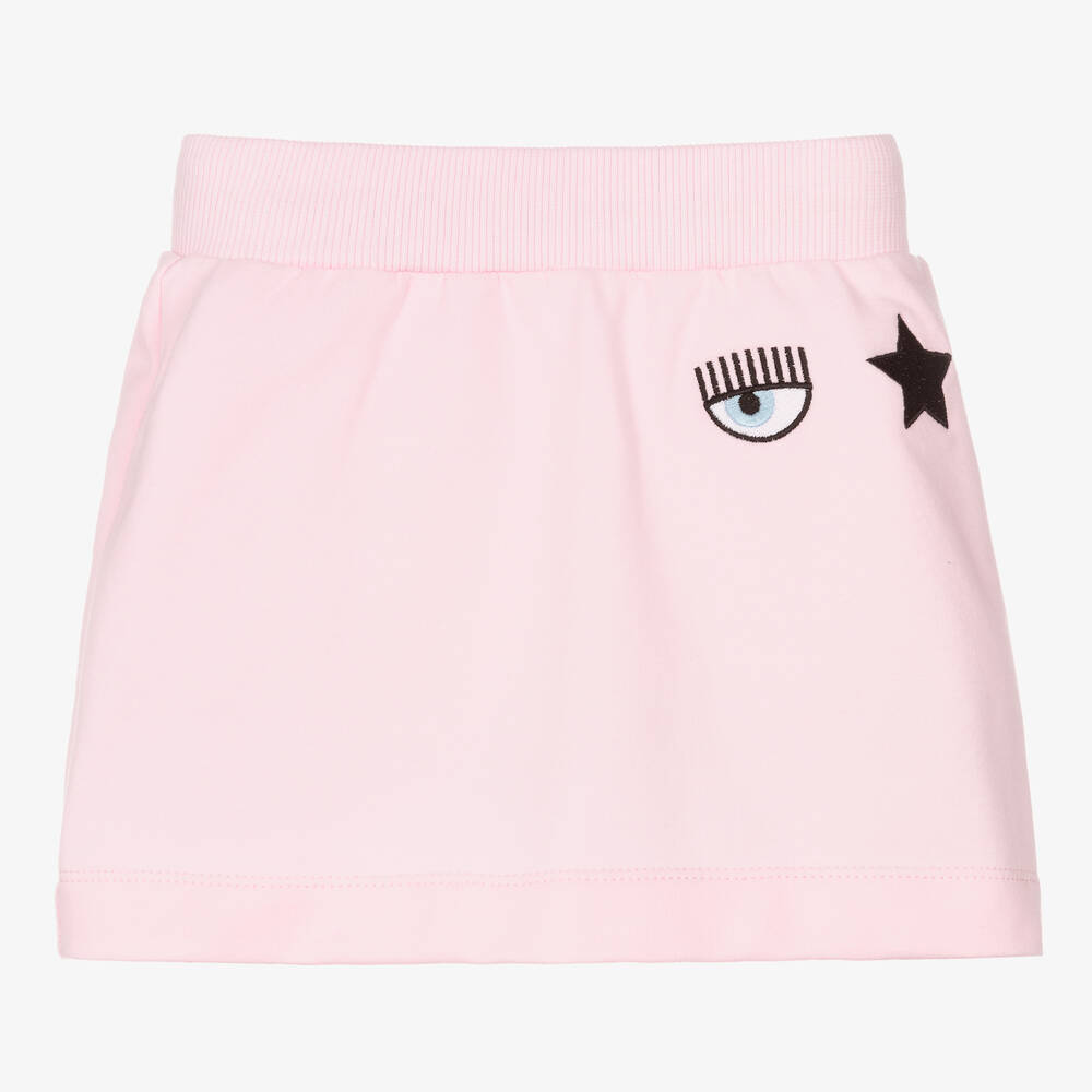 Chiara Ferragni Kids - Girls Pink Cotton Logo Skirt | Childrensalon