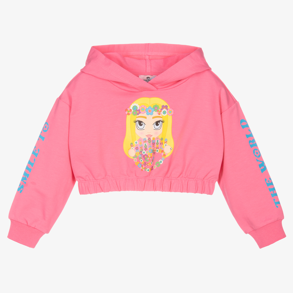 Chiara Ferragni Kids-Girls Pink Cropped Logo Hoodie | Childrensalon Outlet