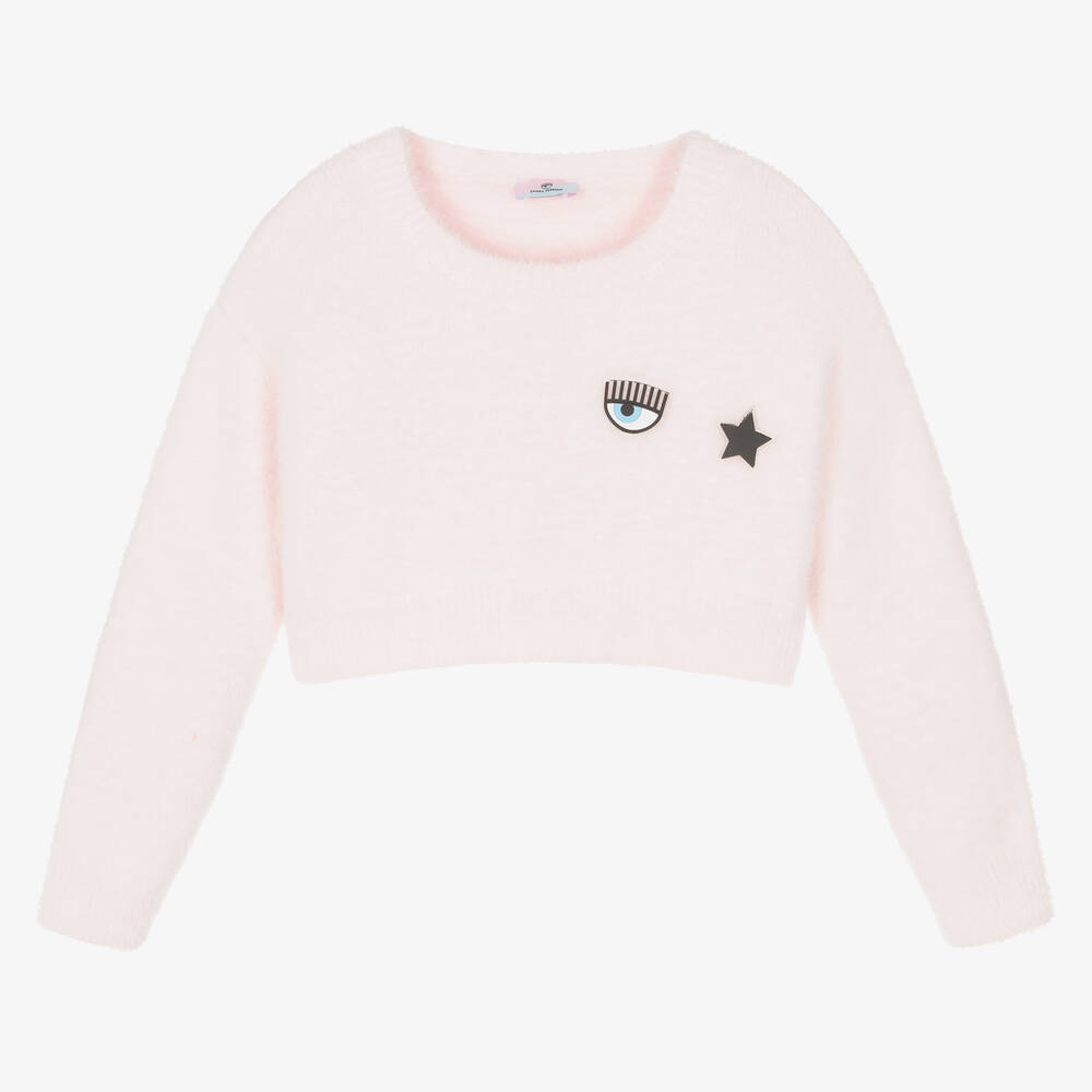 Chiara Ferragni Kids - Girls Pink Eyestar Sweater | Childrensalon