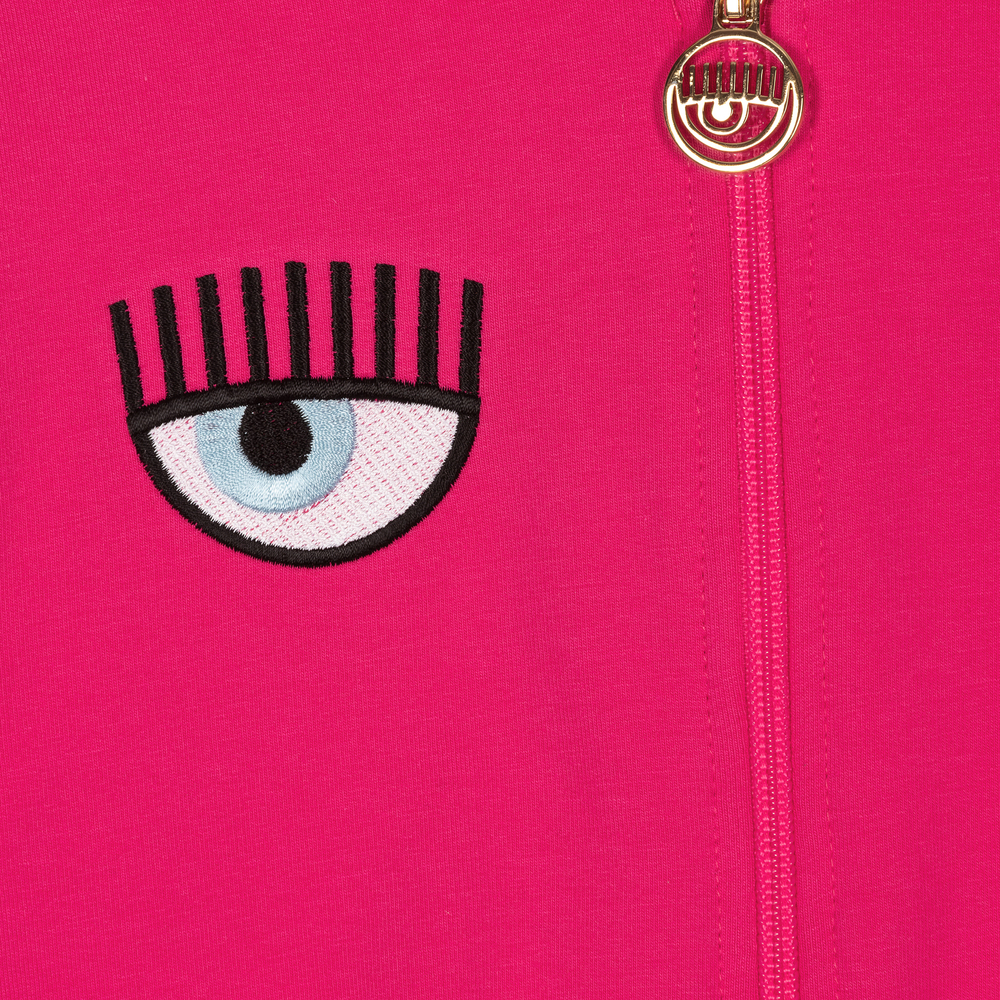 كيّارا فيراغني كيدز-توب بسحّاب قطن جيرسي لون زهري فيوشيا للبنات | Childrensalon Outlet