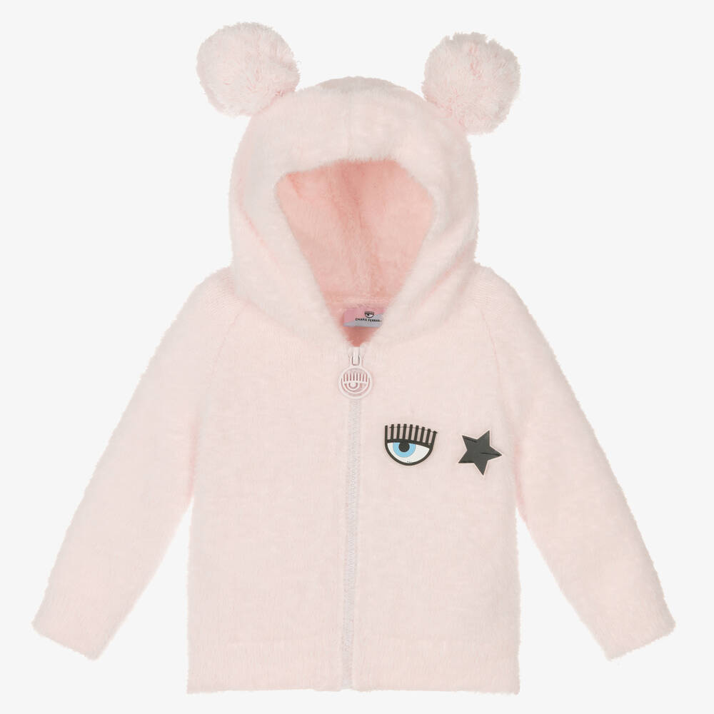 Chiara Ferragni Kids - Girls Pink Eyestar Zip-Up Top | Childrensalon