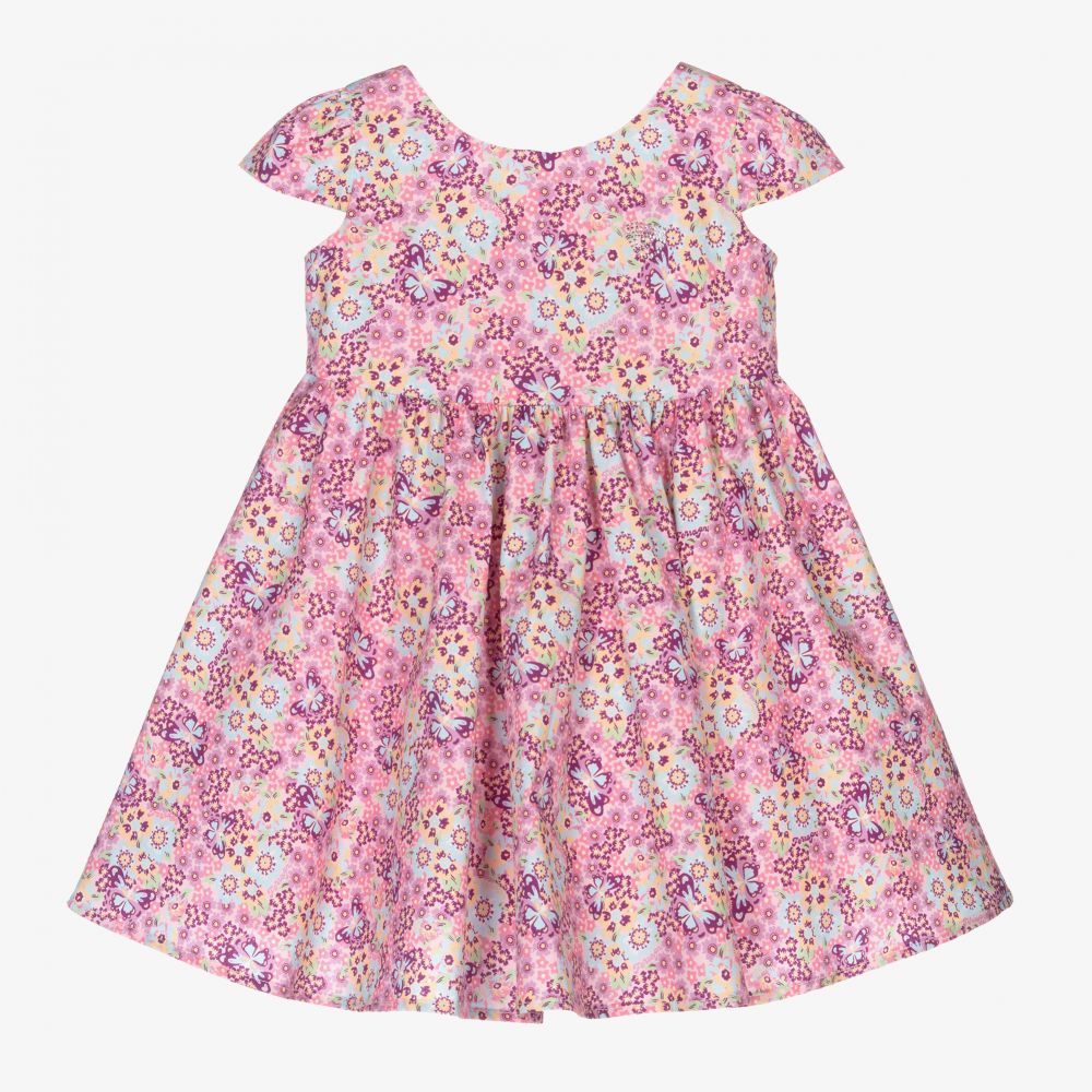 Chiara Ferragni Kids - Розовое хлопковое платье с цветами для девочек | Childrensalon