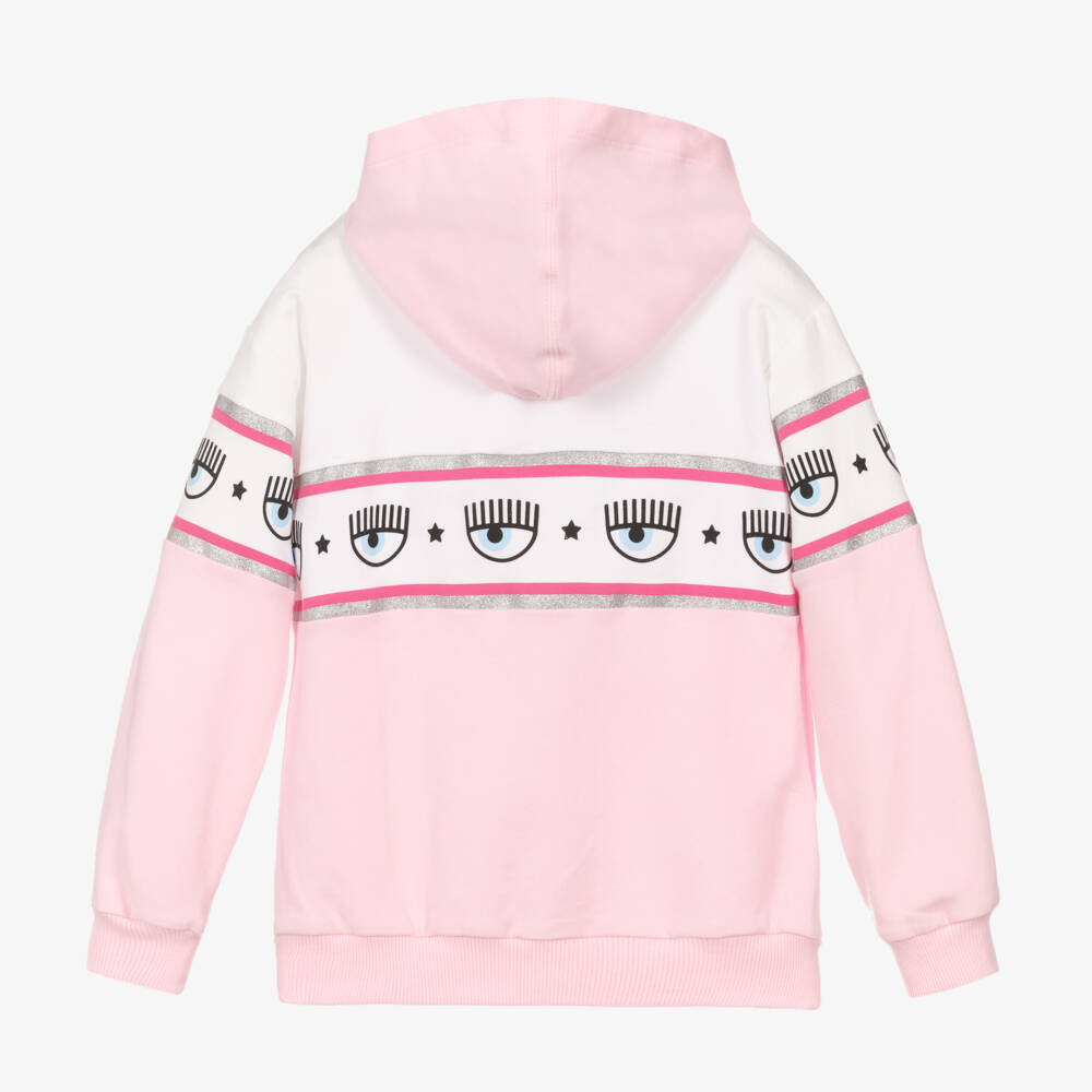 Chiara Ferragni Kids-Girls Pink Logo Cotton Zip-Up Hoodie | Childrensalon Outlet