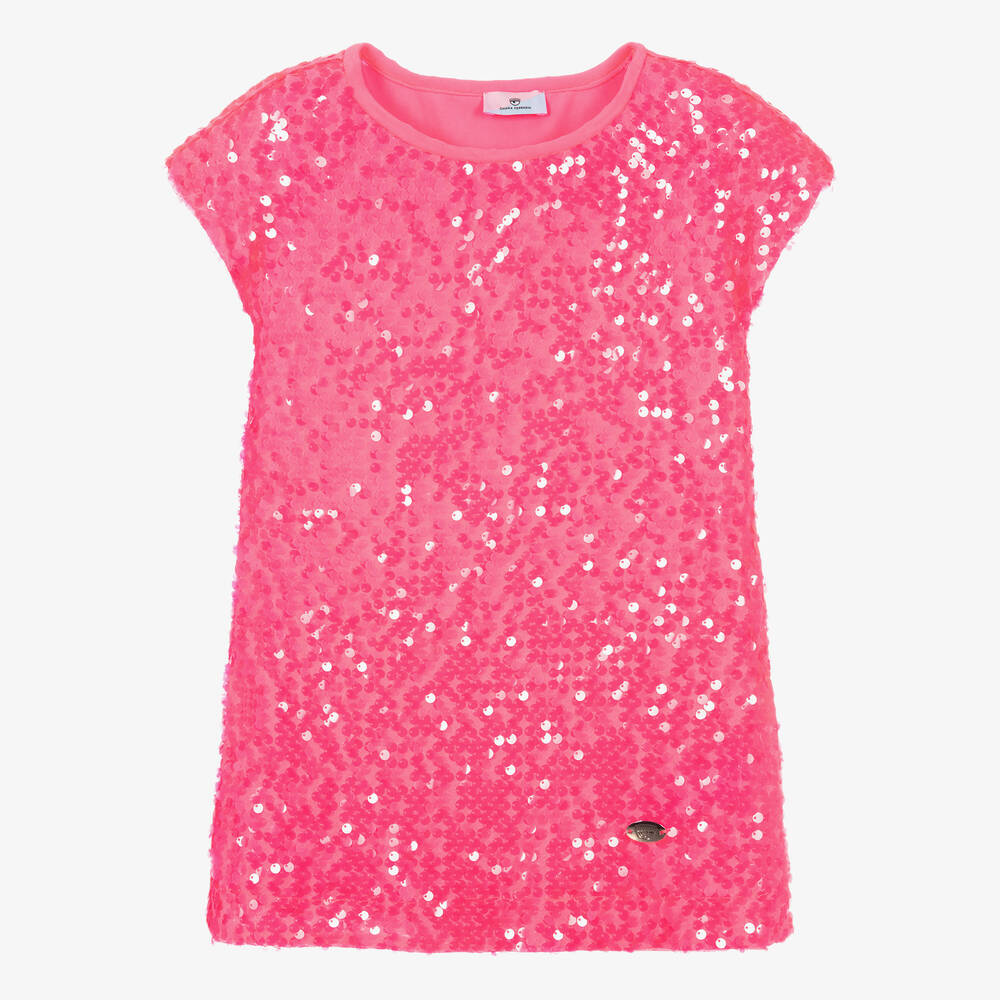 Chiara Ferragni Kids-Girls Pink Sequin Tulle Dress | Childrensalon Outlet