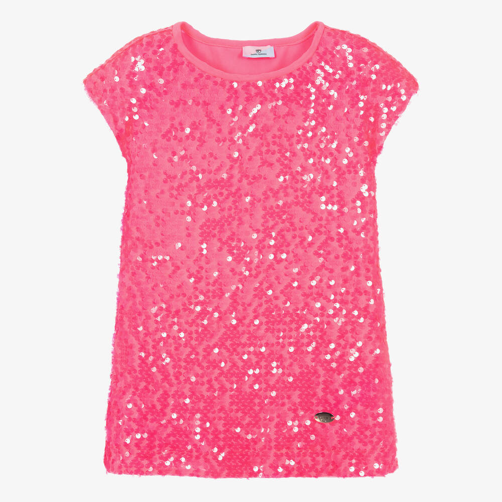 Chiara Ferragni Kids - Robe rose en tulle à sequins fille | Childrensalon