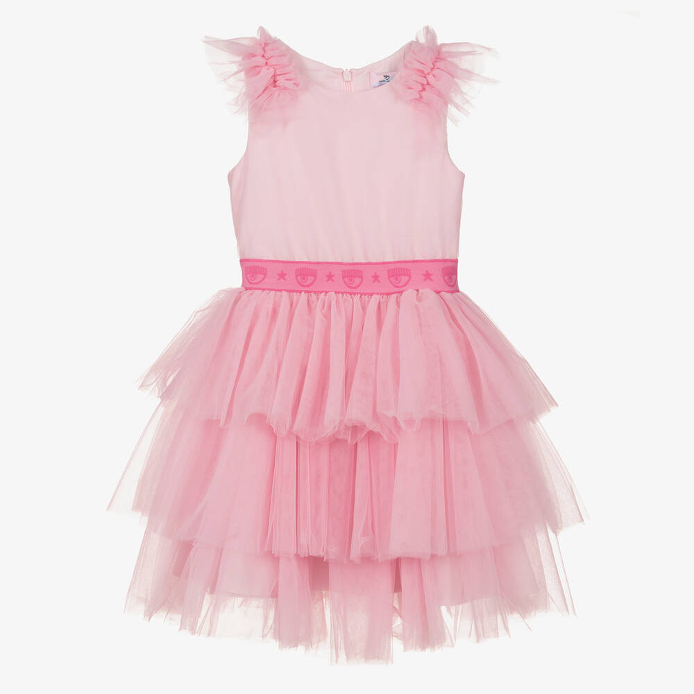 Chiara Ferragni Kids - Robe rose en tulle à volants fille | Childrensalon